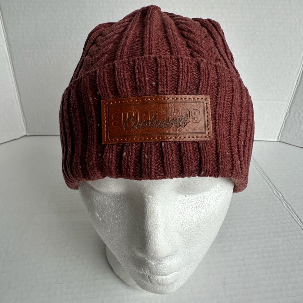 Carhartt Rib Knit Fisherman Beanie Sable Brown Wool Blend Yarn Womens